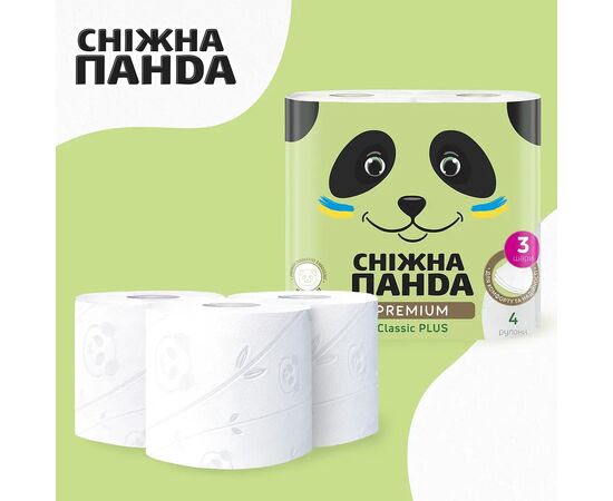 Туалетная бумага Сніжна Панда Premium Classic Plus 3 слоя 4 рулона (4820183972828), изображение 3