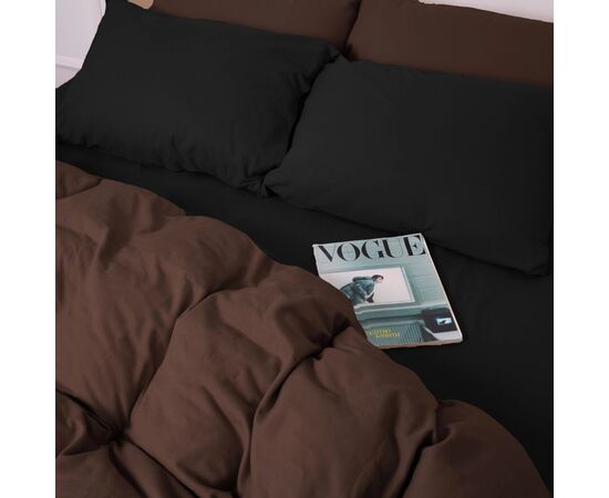 Постельное белье MirSon 002-003 Black/Brown Фланель 2x143x210 Семейный (2200009657535), изображение 5