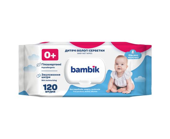 Детские влажные салфетки Bambik с овсяным молочком 120 шт. (43406100)