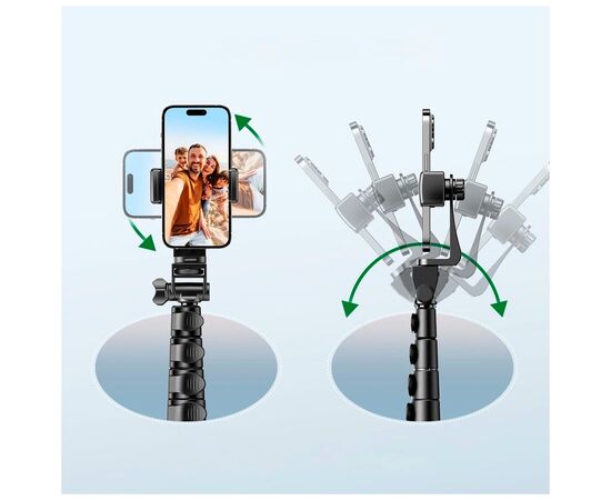 Штатив Ugreen LP680 Selfie Stick Tripod with Bluetooth Remote Black (15609), зображення 12