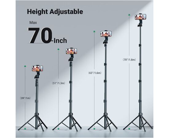 Штатив Ugreen LP680 Selfie Stick Tripod with Bluetooth Remote Black (15609), зображення 4