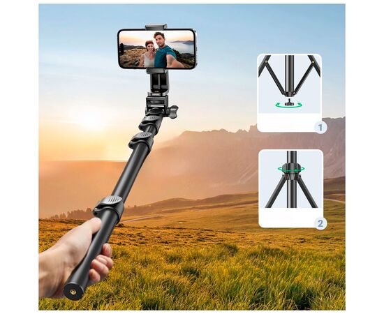 Штатив Ugreen LP680 Selfie Stick Tripod with Bluetooth Remote Black (15609), зображення 7