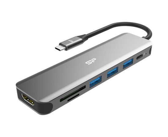 Порт-репликатор Silicon Power Docking Station USB-C 7-in-1 Boost SU20 Silver Aluminum (SPU3C07DOCSU200G), изображение 2