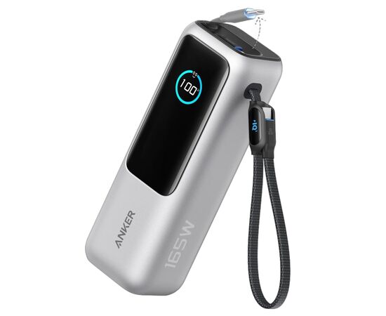 Батарея универсальная Anker 25000mAh, 165W, PD/3/0, QC/3/0, Built-In Double USB-C Cables, silver (A1695H41)