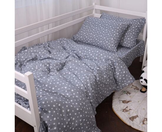 Постільна білизна MirSon 012 Grey Stars Фланель 2x143x210 Сімейний (2200009653148), зображення 5