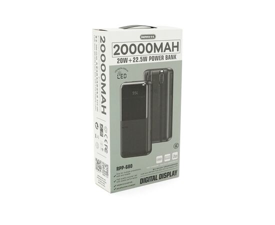 Батарея універсальна Remax 20000mAh, 22.5W, USB+Type-C+Lighting, Black (RPP-680), зображення 5