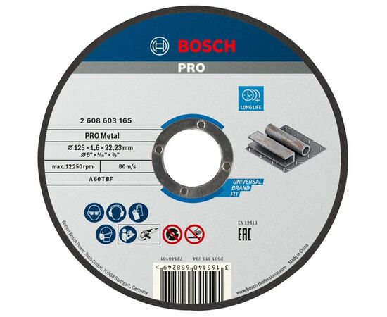 Круг отрезной Bosch Standard for Metal прямий 125х1.6мм (2.608.603.165)