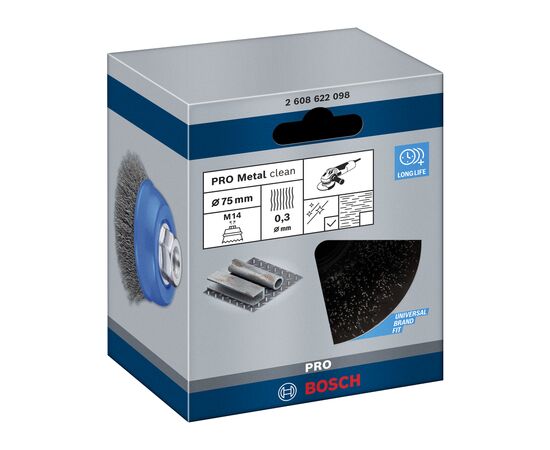 Щітка для електроінструменту Bosch Professional чашкова, кручена сталь, 70мм, 0.3мм, M14 (2.608.622.098), зображення 2