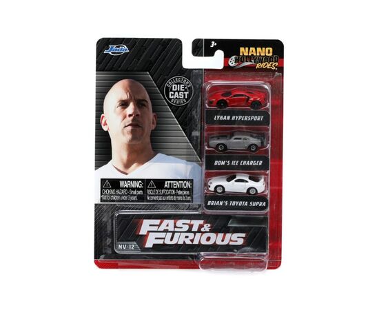 Машина Jada набiр Форсаж 3 машинки, Лікан Гіперспорт, Тойота Супра та Додж Чарджер (253201004), зображення 5