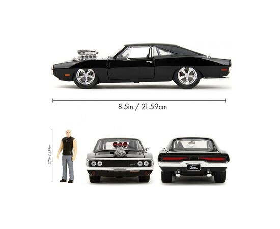 Машина Jada Форсаж Додж Чарджер 1970 с фигуркой Доминика Торетто черный (9335907314R00), изображение 3