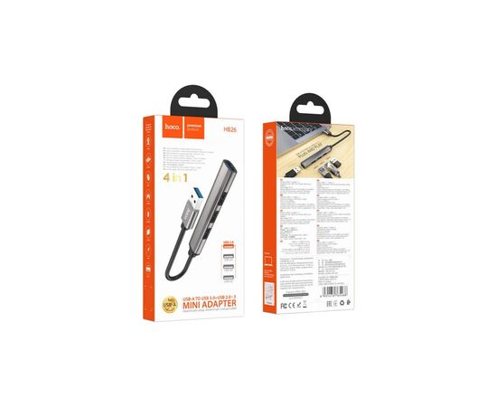 Концентратор HOCO USB to USB 3.0 + 3xUSB 2.0 metal gray (6931474765468), изображение 5