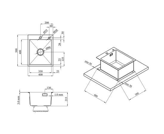 Мойка кухонная Kroner Geburstet-4050HM (CV029164), изображение 10