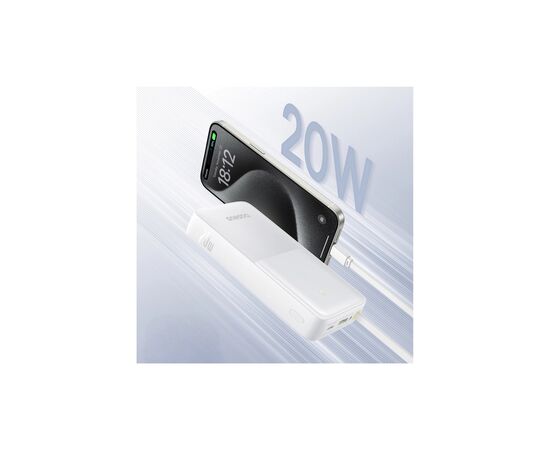 Батарея универсальная Baseus Bipow 2 20000mAh 20W with USB-C cable white (P10077101213-01), изображение 4