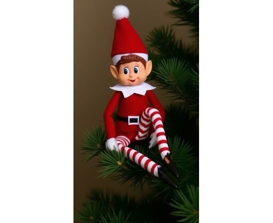 Новогодняя мягкая игрушка Эльф-проказник 30 см