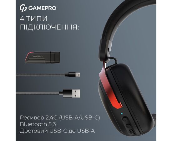 Наушники GamePro Asgard Freya Pro Wireless Black/Red (HSW201BR), изображение 6
