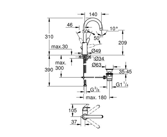 Смеситель Grohe Start Flow L-Size (23811000), изображение 2