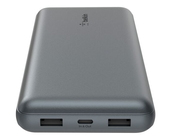 Батарея універсальна Belkin 10000mAh 15W 2xUSB-A, USB-C Gray (BPB011BTGY), зображення 3