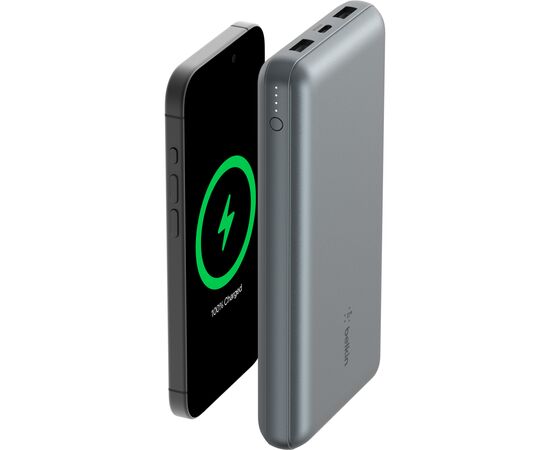 Батарея універсальна Belkin 10000mAh 15W 2xUSB-A, USB-C Gray (BPB011BTGY), зображення 7