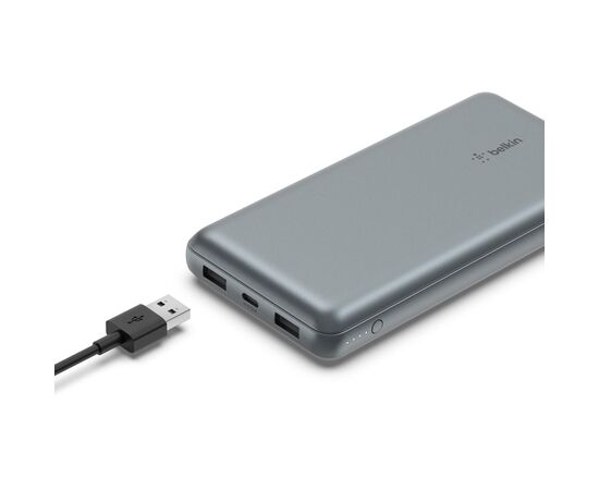 Батарея універсальна Belkin 10000mAh 15W 2xUSB-A, USB-C Gray (BPB011BTGY), зображення 8