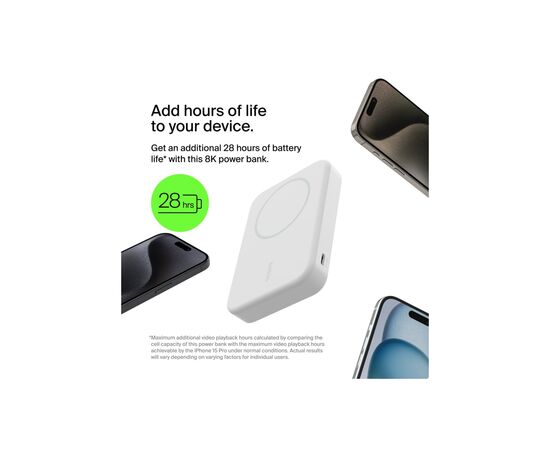 Батарея универсальная Belkin 10000mAh MagSafe Wireless Qi2 White (BPD008BTWH), изображение 6