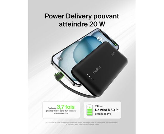 Батарея универсальная Belkin 10000mAh, 20W, USB-C, Black (BPB021HQBK), изображение 7