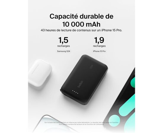 Батарея универсальная Belkin 10000mAh, 20W, USB-C, Black (BPB021HQBK), изображение 8