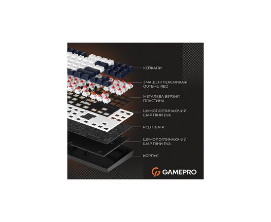 Клавиатура GamePro Genesis Metallic MK110B Outemu Red Switch USB UA Black (MK110B), изображение 12