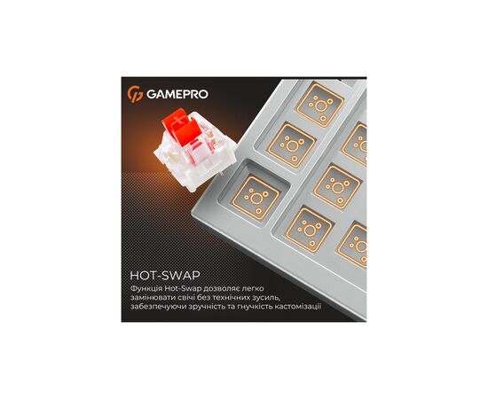 Клавиатура GamePro Genesis Metallic MK110W Outemu Red Switch USB UA White (MK110W), изображение 12