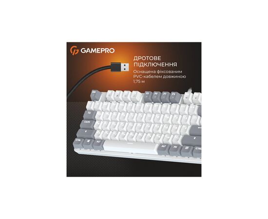 Клавиатура GamePro Genesis Metallic MK110W Outemu Red Switch USB UA White (MK110W), изображение 8