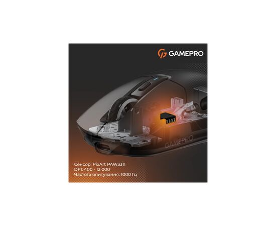 Мишка GamePro Genesis Airmaster Wireless/Bluetooth/USB Black (GM167B), зображення 11