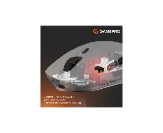 Мышка GamePro Genesis Airmaster Wireless/Bluetooth/USB White (GM167W), изображение 12