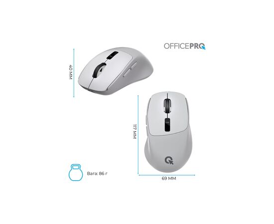 Мышка OfficePro M398G Wireless/Bluetooth Gray (M398G), изображение 12