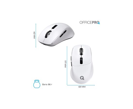 Мышка OfficePro M398W Wireless/Bluetooth White (M398W), изображение 12