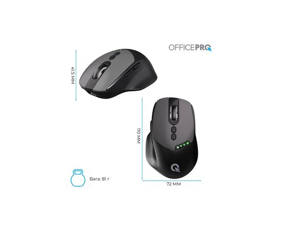 Мышка OfficePro M520B Wireless/Bluetooth Black (M520B), изображение 12