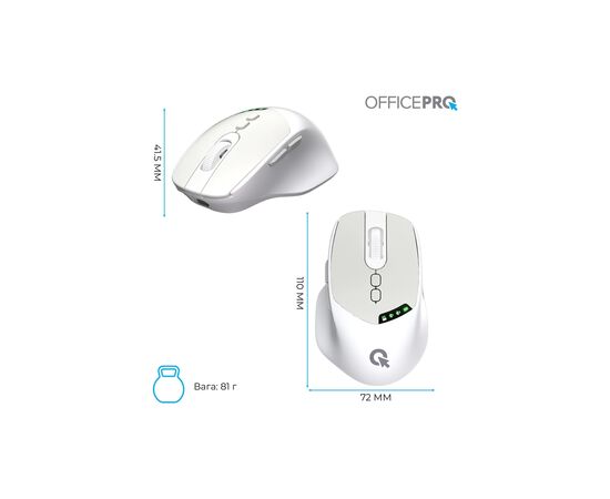 Мышка OfficePro M520W Wireless/Bluetooth White (M520W), изображение 12