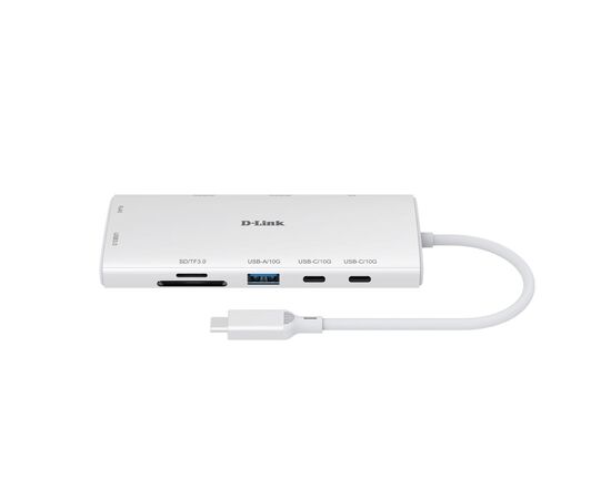 Концентратор D-Link USB-C 10-in-1 2xHDMI + 1xRJ45 1000Mbps + 2xUSB-C + USB 3.1 + USB 3.0 + SD + TF silver (DUP-A01)