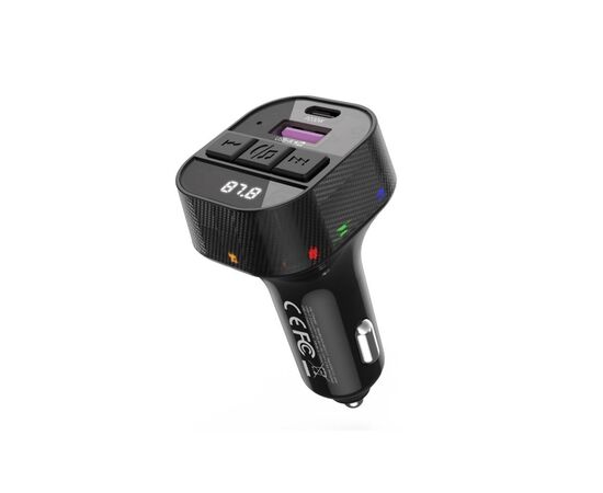 FM модулятор XO BCC17 Car Charger Smart Bluetooth Dual Port PD 30W Чорний (BCC17.black), зображення 2