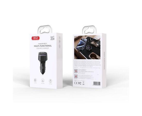 FM модулятор XO BCC17 Car Charger Smart Bluetooth Dual Port PD 30W Чорний (BCC17.black), зображення 4
