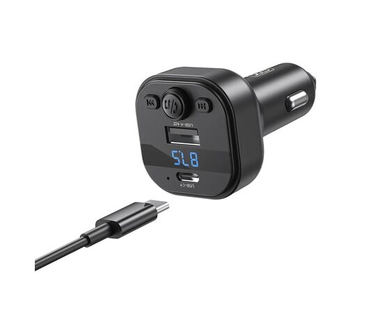 FM модулятор XO BCC18 USB-A OTG/USB-C Black (BCC18.black), зображення 2