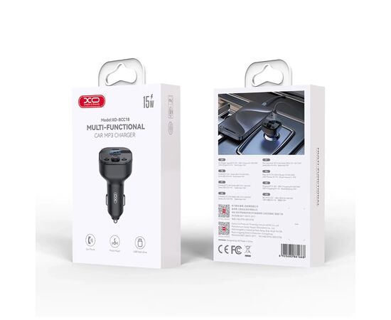 FM модулятор XO BCC18 USB-A OTG/USB-C Black (BCC18.black), зображення 4