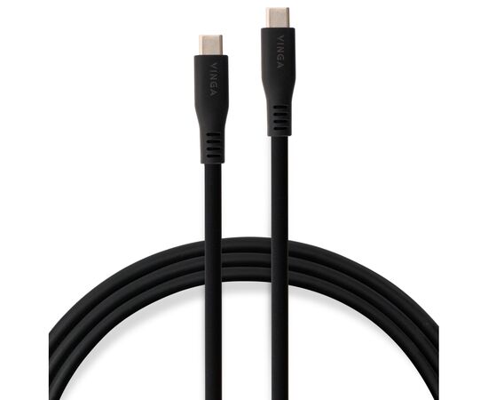 Дата кабель USB-C to USB-C 1.2m UBS3.2 Gen2 10G 100W Chip Silicon Black Vinga (VCPDCCC31012SB)