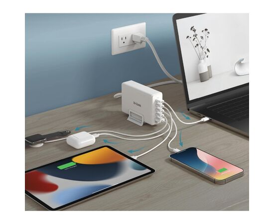 Зарядное устройство D-Link 4xUSB-C + 1xUSB PD240W GaN white (DCF-241), изображение 7