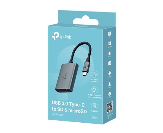 Зчитувач флеш-карт TP-Link USB-C SD + TF silver (UA430C), зображення 4