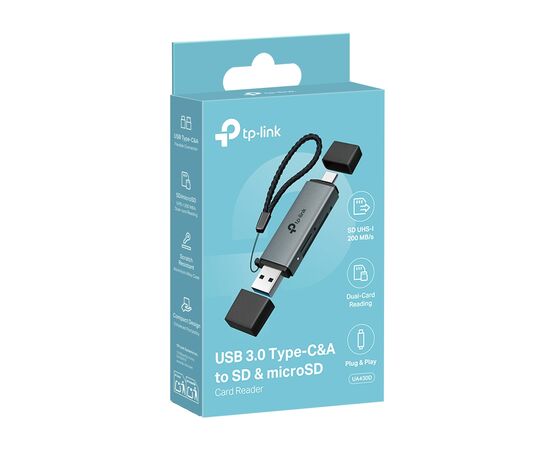 Зчитувач флеш-карт TP-Link USB-C + USB 2.0 SD + TF silver (UA430D), зображення 3