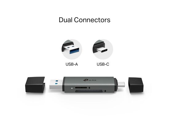 Зчитувач флеш-карт TP-Link USB-C + USB 2.0 SD + TF silver (UA430D), зображення 4