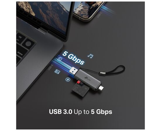 Зчитувач флеш-карт TP-Link USB-C + USB 2.0 SD + TF silver (UA430D), зображення 5
