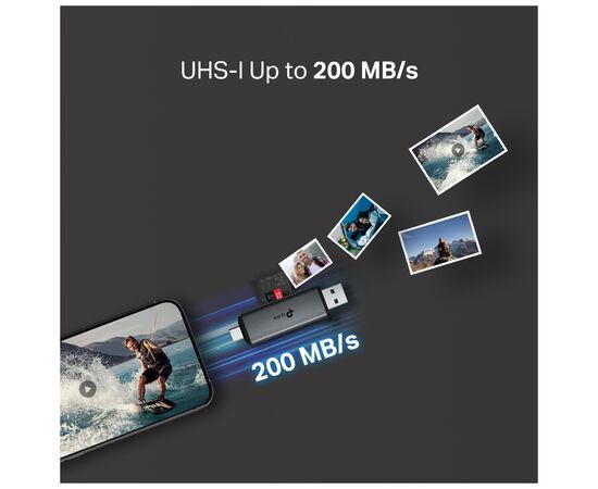 Зчитувач флеш-карт TP-Link USB-C + USB 2.0 SD + TF silver (UA430D), зображення 6