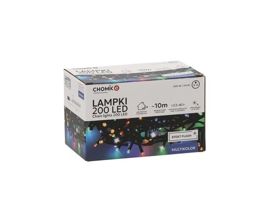 Гирлянда Chomik 200 LED 10 м, мультиколор, ефект блиску, IP44, від мережі (5900779879492)