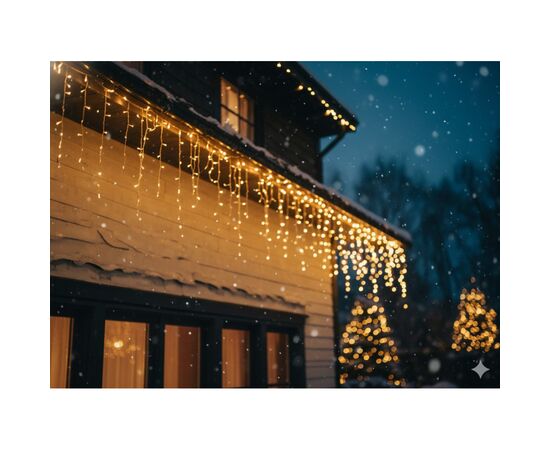 Гирлянда Chomik Бахрома 300 LED 12 м, теплий білий, IP44, від мережі (5900779879843), изображение 5