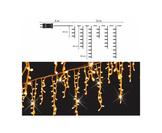 Гирлянда Chomik Бахрома 300 LED 12 м, теплий білий, IP44, від мережі (5900779879843), изображение 6